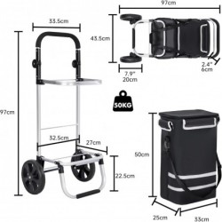 Carro Compra Plegable Ruedas Grandes Aluminio Ligero Bolso Térmico Aislamiento Reflectante Bolsa Extraíble Compacto