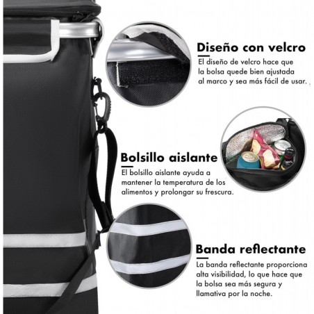 Carro Compra Plegable Ruedas Grandes Aluminio Ligero Bolso Térmico Aislamiento Reflectante Bolsa Extraíble Compacto