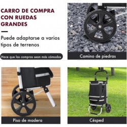 Carro Compra Plegable Ruedas Grandes Aluminio Ligero Bolso Térmico Aislamiento Reflectante Bolsa Extraíble Compacto