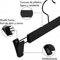 Juego de 10 Perchas para Pantalones, Faldas, con 2 Pinzas, Set de 10 Perchas para Camisas, Bufanda, Gancho 360º