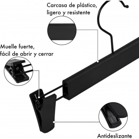 Juego de 10 Perchas para Pantalones, Faldas, con 2 Pinzas, Set de 10 Perchas para Camisas, Bufanda, Gancho 360º