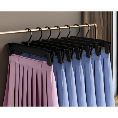 Juego de 10 Perchas para Pantalones, Faldas, con 2 Pinzas, Set de 10 Perchas para Camisas, Bufanda, Gancho 360º