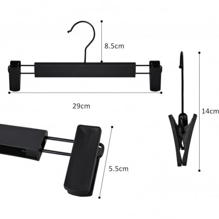 Juego de 10 Perchas para Pantalones, Faldas, con 2 Pinzas, Set de 10 Perchas para Camisas, Bufanda, Gancho 360º