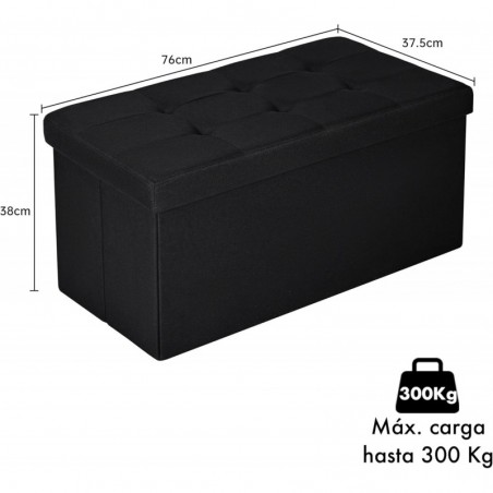 Puff Almacenaje Plegable T-LOVENDO - Banco Otomana Baúl Taburete Reposapiés Acolchado 300kg