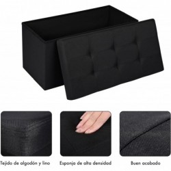 Puff de almacenaje Plegable, Banco con Almacenamiento, Otomana, Baúl, Taburete Reposapiés, Acolchado, para Dormitorio