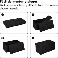 Puff de almacenaje Plegable, Banco con Almacenamiento, Otomana, Baúl, Taburete Reposapiés, Acolchado, para Dormitorio