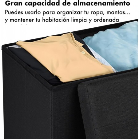 Puff Almacenaje Plegable T-LOVENDO - Banco Otomana Baúl Taburete Reposapiés Acolchado 300kg