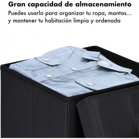 Puff Almacenaje Plegable T-LOVENDO - Banco Otomana Baúl Taburete Reposapiés Acolchado 300kg