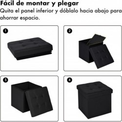Puff Almacenaje Plegable T-LOVENDO - Banco Otomana Baúl Taburete Reposapiés Acolchado 300kg