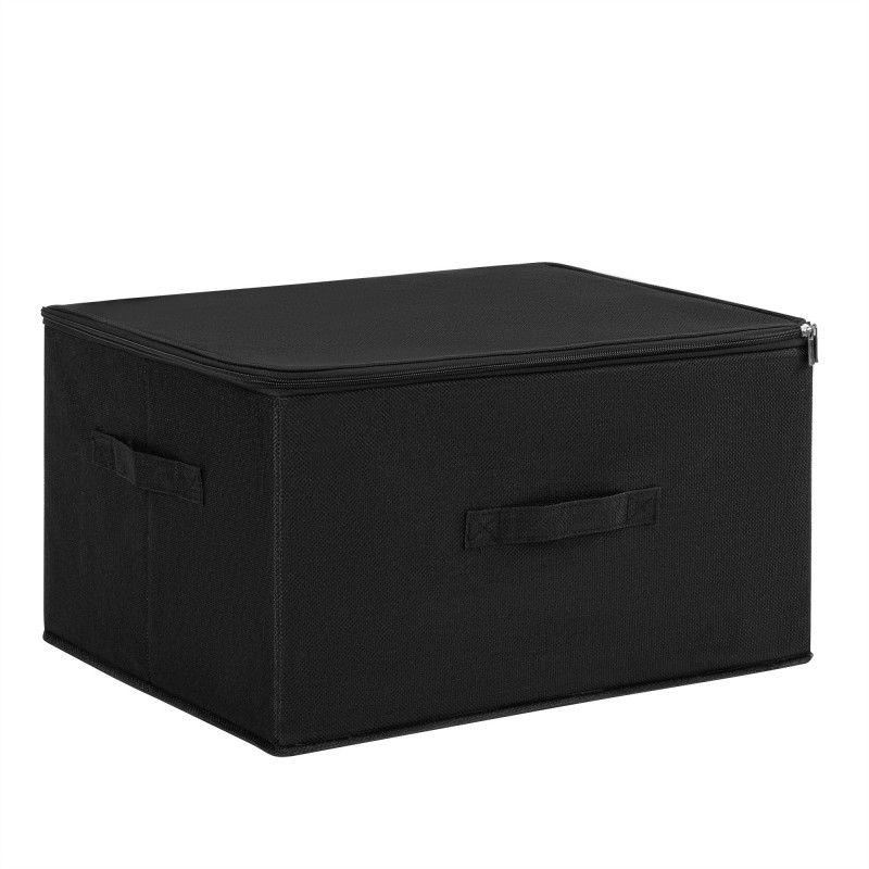 Caja de Almacenamiento Plegable, Cesta con 2 Asas, Cajón con Tapa y Cremallera para Mantas Ropa Colcha Cofre de Tela 40L