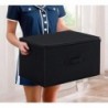Caja de Almacenamiento Plegable, Cesta con 2 Asas, Cajón con Tapa y Cremallera para Mantas Ropa Colcha Cofre de Tela 40L