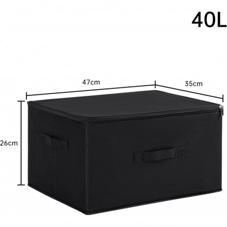 Caja de Almacenamiento Plegable con Tapa y Cremallera 40L - Cesta Organizador de Tela con 2 Asas para Mantas y Ropa