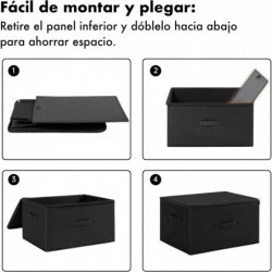 Caja de Almacenamiento Plegable, Cesta con 2 Asas, Cajón con Tapa y Cremallera para Mantas Ropa Colcha Cofre de Tela 40L