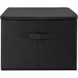 Caja de Almacenamiento Plegable, Cesta con 2 Asas, Cajón con Tapa y Cremallera para Mantas Ropa Colcha Cofre de Tela 40L