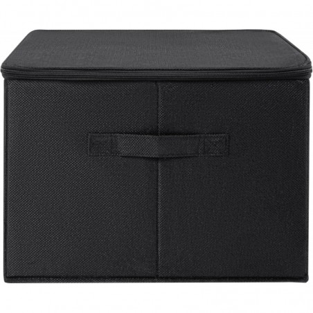 Caja de Almacenamiento Plegable con Tapa y Cremallera 40L - Cesta Organizador de Tela con 2 Asas para Mantas y Ropa