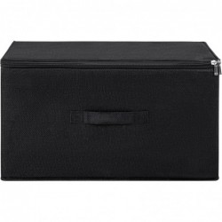 Caja de Almacenamiento Plegable, Cesta con 2 Asas, Cajón con Tapa y Cremallera para Mantas Ropa Colcha Cofre de Tela 40L
