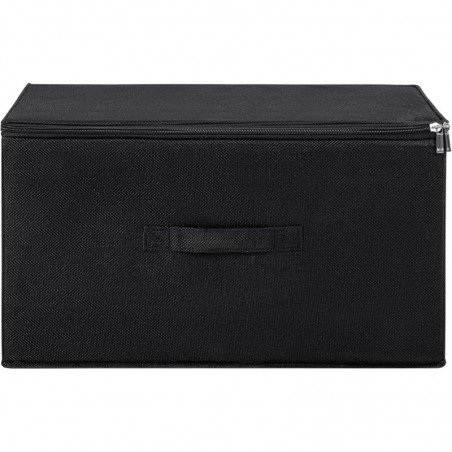 Caja de Almacenamiento Plegable con Tapa y Cremallera 40L - Cesta Organizador de Tela con 2 Asas para Mantas y Ropa