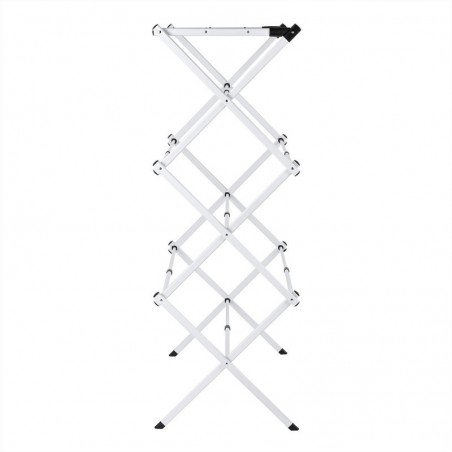 Tendedero Plegable Vertical Extensible T-LOVENDO 43-75 cm - 6 Niveles con 11 Barras Metálicas Robusto, Antideslizante y Compacto