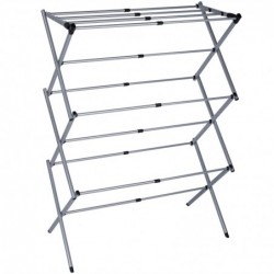 Tendedero Plegable Vertical Extensible T-LOVENDO 43-75 cm - 6 Niveles con 11 Barras Metálicas Robusto, Antideslizante y Compacto