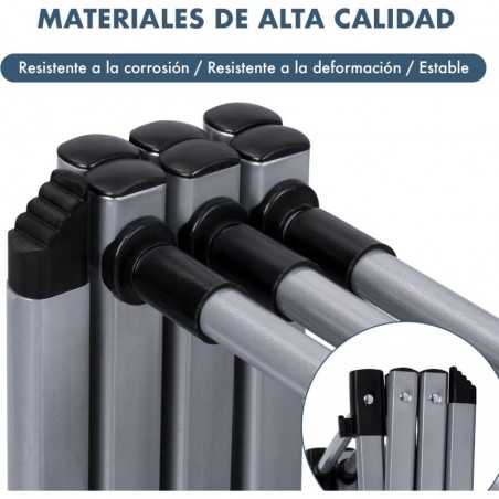 Tendedero Plegable Vertical Extensible T-LOVENDO 43-75 cm - 6 Niveles con 11 Barras Metálicas Robusto, Antideslizante y Compacto