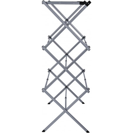Tendedero Plegable Vertical Extensible T-LOVENDO 43-75 cm - 6 Niveles con 11 Barras Metálicas Robusto, Antideslizante y Compacto