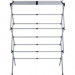 Tendedero Plegable Vertical Extensible T-LOVENDO 43-75 cm - 6 Niveles con 11 Barras Metálicas Robusto, Antideslizante y Compacto