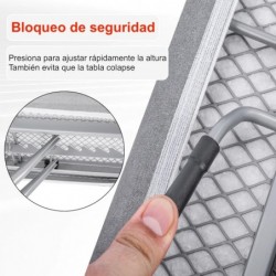 Tabla de Planchar Plegable con Soporte de Plancha Antideslizante | Estructura metálica Ajustable en Altura | Ligera