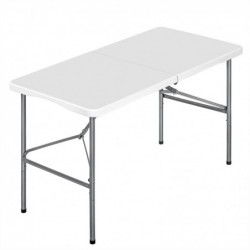 Mesa plegable camping portátil, jardín, catering Auxiliar y Rectangular 122x61cm Hasta 120kg de carga. Interior exterior
