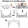 Mesa plegable camping portátil, jardín, catering Auxiliar y Rectangular 122x61cm Hasta 120kg de carga. Interior exterior
