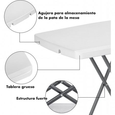 Mesa Auxiliar Plegable y Elevable 77x50 cm | Altura Ajustable 49-74 cm Portátil y Ligera | Estructura Metálica Reforzada