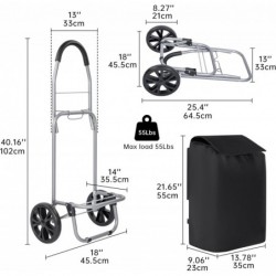 Carro de Compra Plegable 2 Ruedas Grandes | Carrito de la Compra Ligero con Bolsa Impermeable y Desmontable | Hasta 25kg