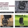 Carro de Compra Plegable 2 Ruedas Grandes | Carrito de la Compra Ligero con Bolsa Impermeable y Desmontable | Hasta 25kg