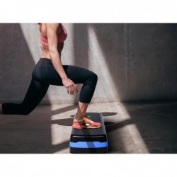 Plataforma Step aeróbic fitness en casa regulable en 2 alturas de 68 x 28 x 10/15 cm, base antideslizante, ideal piernas