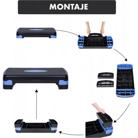 Plataforma Step Aeróbic Fitness Regulable en 2 Alturas - Step de Entrenamiento en Casa 68x28 cm Antideslizante