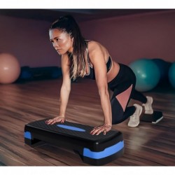 Plataforma Step aeróbic fitness en casa regulable en 2 alturas de 68 x 28 x 10/15 cm, base antideslizante, ideal piernas