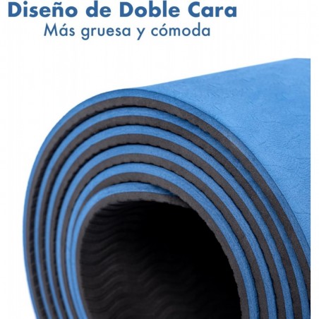 Esterilla de Yoga Antideslizante de TPE Ecológico con Funda y Correa - Colchoneta Reversible para Pilates y Fitness 183x61 cm