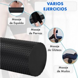 Rodillo de Espuma de Alta Densidad para Masaje Muscular y Liberación Miofascial - Foam para Yoga, Pilates y Rehabilitación