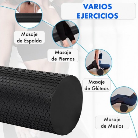 Rodillo de Espuma de Alta Densidad para Masaje Muscular y Liberación Miofascial - Foam para Yoga, Pilates y Rehabilitación