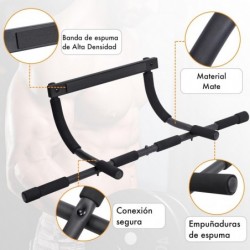 Barra de Dominadas para Puerta sin Tornillos | Multifunción para Pull-Ups, Abdominales y Flexiones | Estructura de Acero