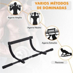 Barra de Dominadas para Puerta sin Tornillos | Multifunción para Pull-Ups, Abdominales y Flexiones | Estructura de Acero