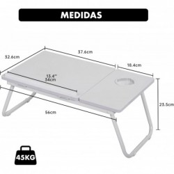 Mesa Reclinable para Cama y Sofá con 5 Niveles y Portavasos - Bandeja Plegable para Ordenador