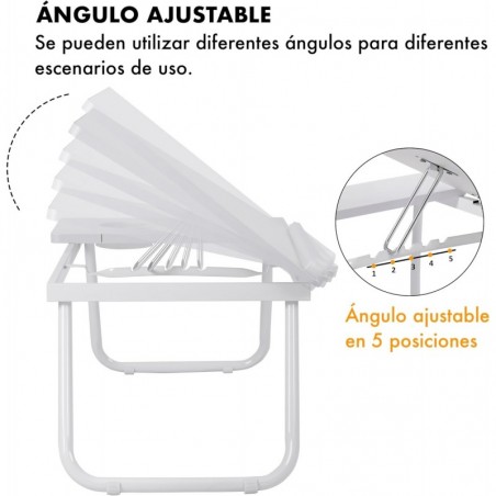 Mesa Reclinable para Cama y Sofá con 5 Niveles y Portavasos - Bandeja Plegable para Ordenador