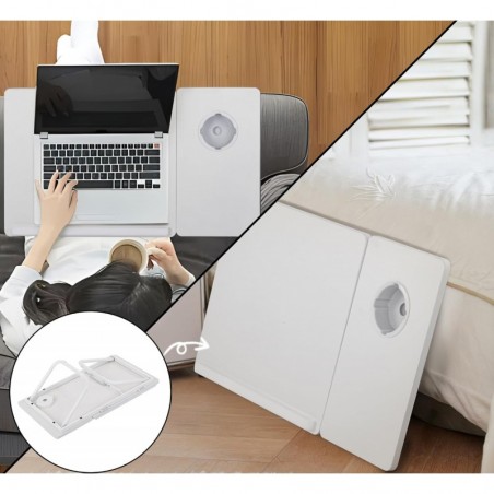 Mesa Reclinable para Cama y Sofá con 5 Niveles y Portavasos - Bandeja Plegable para Ordenador