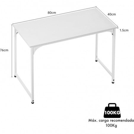 Mesa Escritorio 80x40 cm Estructura Metálica Reforzada - Escritorio Moderno Minimalista para Ordenador y Oficina en Casa