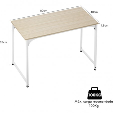 Mesa Escritorio 80x40 cm Estructura Metálica Reforzada - Escritorio Moderno Minimalista para Ordenador y Oficina en Casa