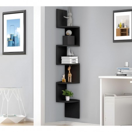 Estantería de Esquina Flotante con Diseño en Zigzag de 5 Niveles - Repisa para Plantas, Libros y Decoración en Salón, Dormitorio