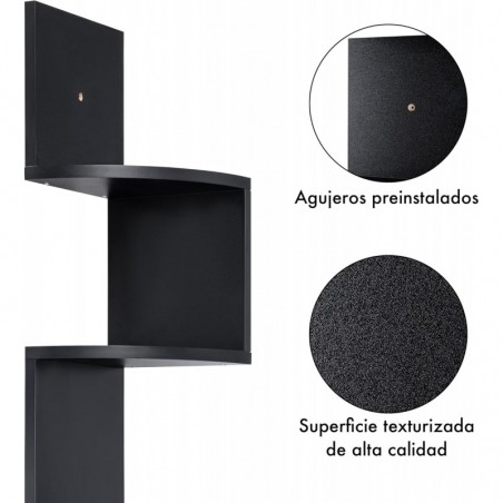 Estantería de Esquina Flotante con Diseño en Zigzag de 5 Niveles - Repisa para Plantas, Libros y Decoración en Salón, Dormitorio