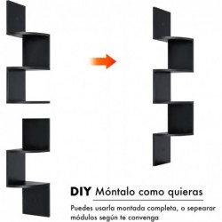 Estantería de Esquina con Montaje en Pared, Esquinera de 5 Niveles, Diseño en Zigzag, para Plantas, Dormitorio, Salón