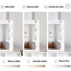 Tocador de maquillaje con Luz | Mueble tocador con Espejo 2 cajones y estantes de almacenamiento | Mesa de maquillaje