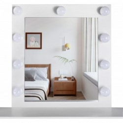 Tocador de maquillaje con Luz | Mueble tocador con Espejo 2 cajones y estantes de almacenamiento | Mesa de maquillaje